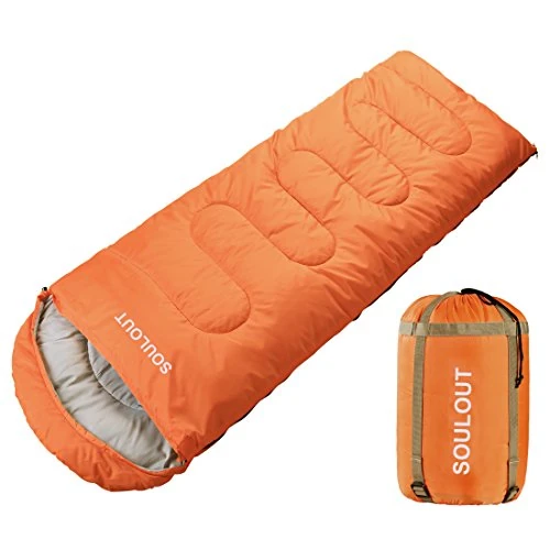 SOULOUT Schlafsack für 3–4 Jahreszeiten, warmes Wetter und Winter, leicht, wasserdicht, ideal für Erwachsene und Kinder, hervorragende Campingausrüstung, Reisen und Outdoor-Aktivitäten, 220 x 83 cm