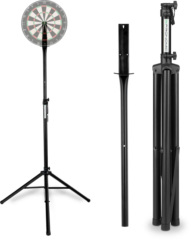 Pronomic DA-45S Ständer für Dartscheibe (Dartboard Halterung, Dartständer aus pulverbeschichtetem Stahl, stufenlos höhenverstellbar) schwarz