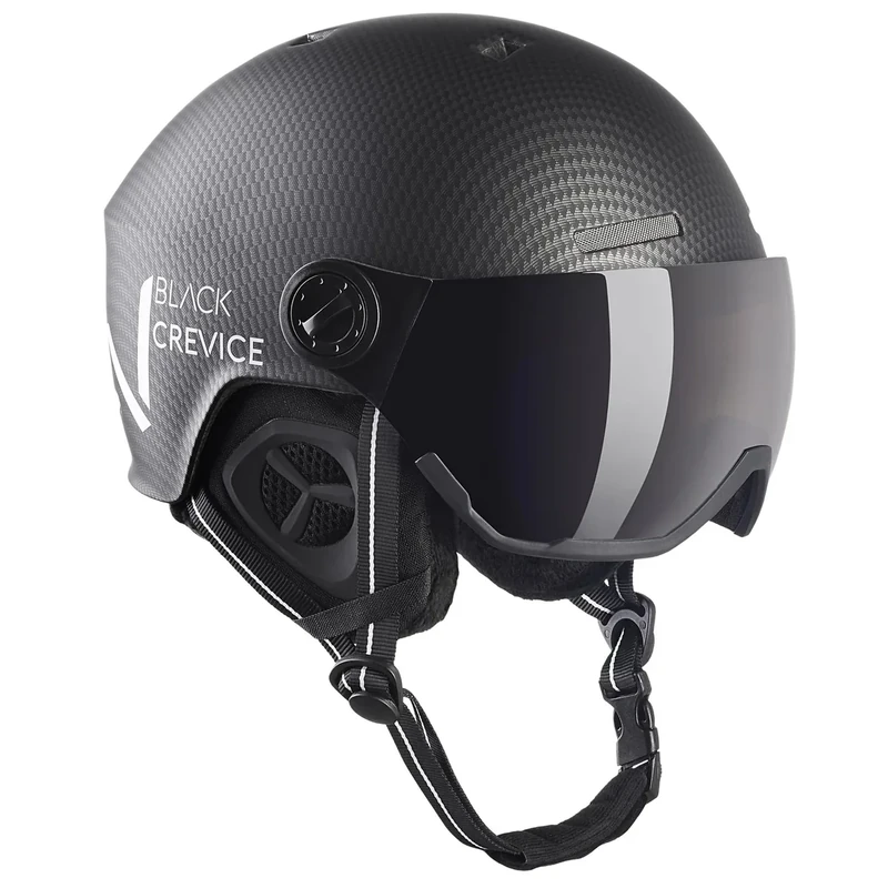 Black Crevice Skihelm KAPRUN mit Visier, schwarz Carbon matt/weiß, M/L (58-61)…