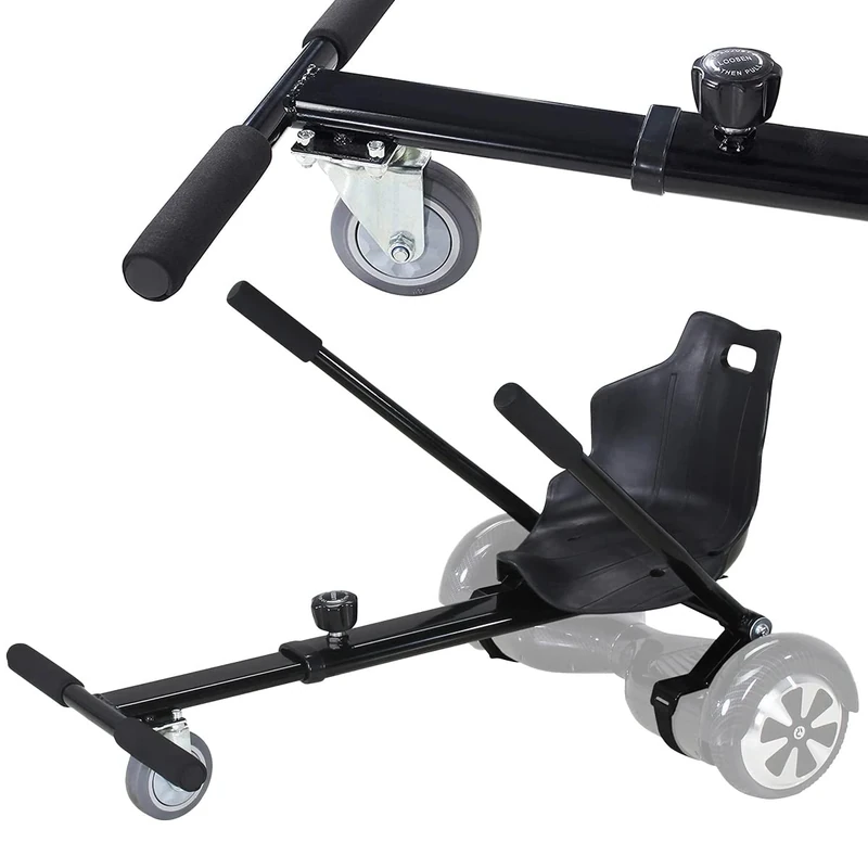 Robway Hoverkart | DAS ORIGINAL ® - W1 W2 W3 & universal für 6,5" / 8" / 10" Boards - Hoverboard Sitz - Hoverseat - Hovercart Sitz - Gummibereifung - Kinder & Erwachsene (Schwarz)