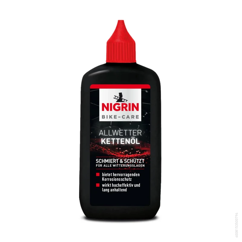 NIGRIN BIKE-CARE Allwetter-Kettenöl, 100 ml Flasche, Fahrradkettenöl, verringert Reibung, macht Fahrradketten leichtläufig