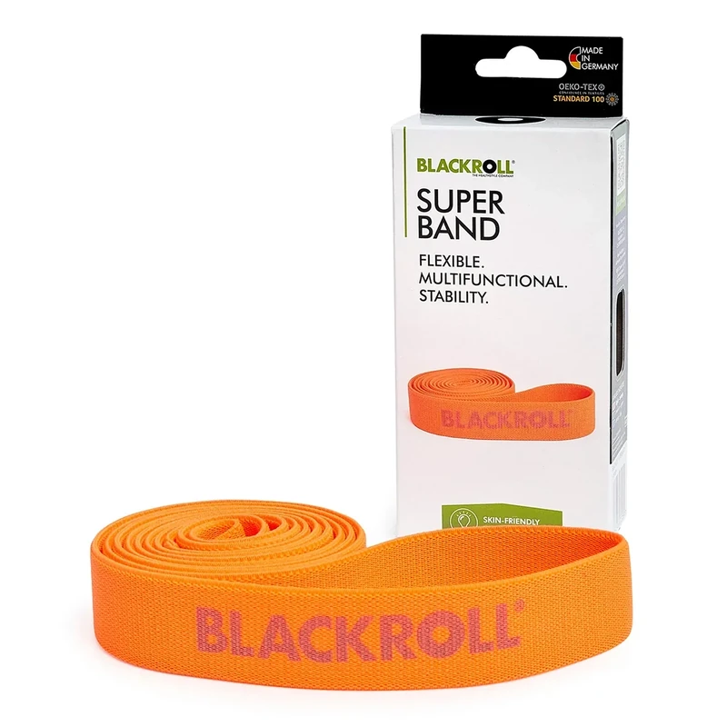 BLACKROLL® SUPER Band (104 cm), Gymnastikband zur Kräftigung der Muskeln, Widerstandsband aus hautfreundlichen Textilien, waschbares Fitnessband, Leichter Widerstand (3,8 kg), Made in Germany, Orange