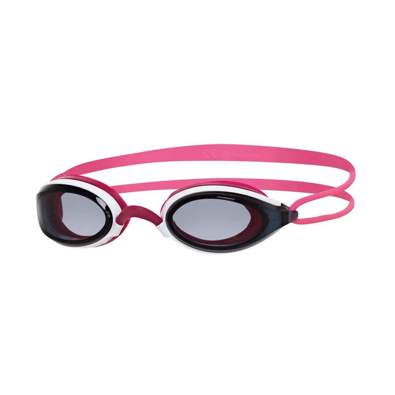 Zoggs Fusion Air Schwimmbrille Erwachsene, Herren und Damen – Komfort-Air-Dichtung, Antibeschlag, UV-Schutz, Weites Sichtfeld, Nasensteg Austauschbar, Rauchglas, Weiß/Rosa