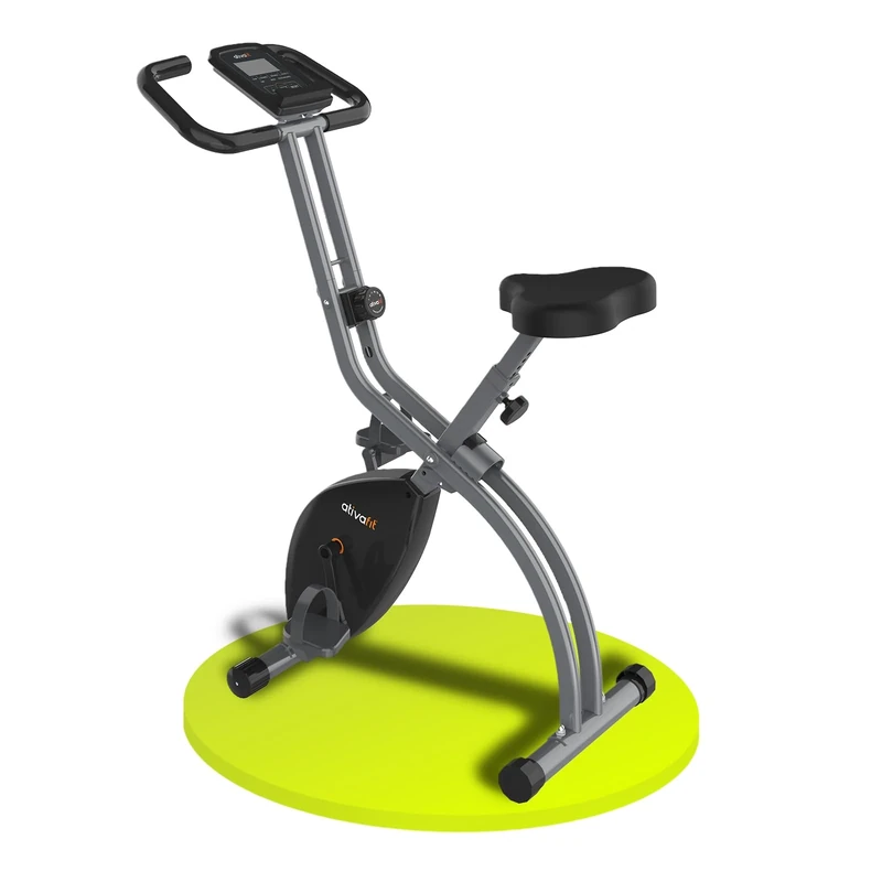 ATIVAFIT 3-in-1 Heimtrainer Fahrrad klappbar Zuhause magnetisch angetrieben Hometrainer Fahrrad mit Handpulsmessung & LCD Monitor Fitnessgeräte für Zuhause platzsparend ideal für Sportler (Grau)