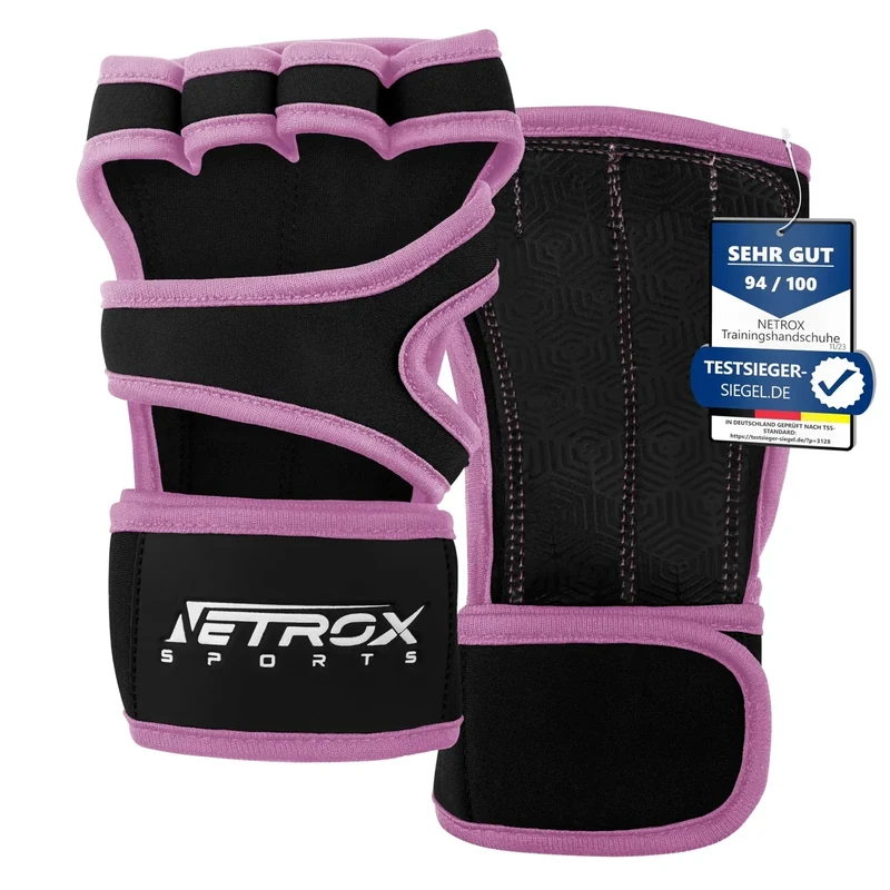NetroxSports - Trainingshandschuhe mit Handgelenkbandage für Krafttraining Kraftsport - Fitness Handschuhe Gym mit Handgelenkschutz Herren & Damen - Sporthandschuhe Fitnesshandschuhe Sport Training