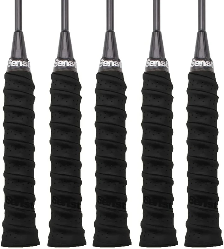 Senston Griffband Anti-Rutsch Overgrip mit Fishbone Badminton Grip für Tennis Griffbänder Squash Schläger, Schwarz