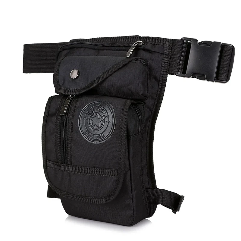 Xieben Nylon Drop Beinbeutel für Herren Frauen Motorrad Bike Hip Bum Gürtel Taille Gürteltasche Bauchtasche Reise Outdoor Camping Taktische Wandern Radfahren Crossbody Umhängetasche Schwarz - Image 1