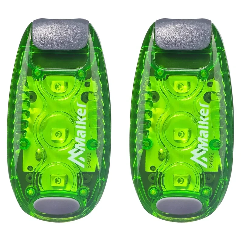 Malker LED Blinklicht Sicherheitslicht Set Sicherheit Licht für Kinder Schulranzen Nachtläufer Bergsteiger Hunde Leuchtanhänger mit Batterien Clip Dauerlicht und Blinklicht 2er（Grün）