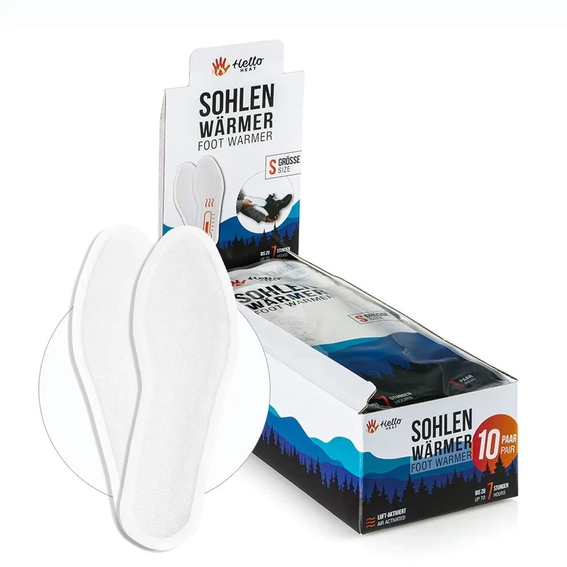 HELLO HEAT Sohlenwärmer S (36-40): 5 Paar Fußwärmer für bis zu 7 Stunden warme Füße, selbsterwärmende Einlegesohle, Luft-aktiviert