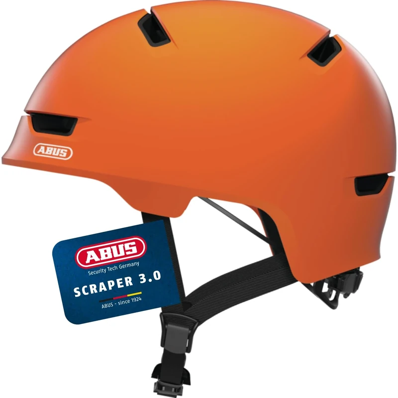 ABUS Stadthelm Scraper 3.0 - Robuster Hartschalen-Fahrradhelm für den Stadtverkehr - für Damen und Herren - Orange, Größe M