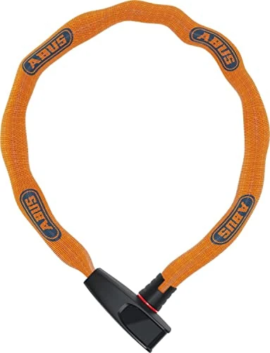ABUS Kettenschloss Catena 6806K – Leichtes Fahrradschloss aus gehärtetem Stahl mit modischem Textilschlauch – ABUS-Sicherheitslevel 6 – 75 cm – Neon Orange