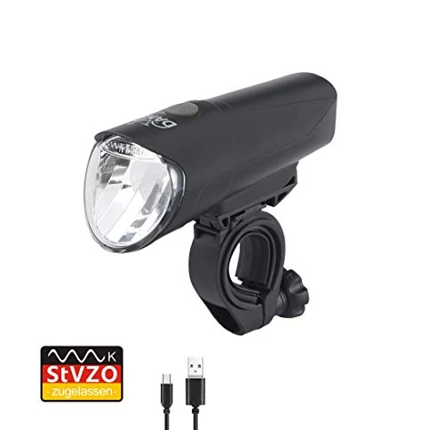 DANSI LED Batterie Frontleuchte, 60/30/15 Lux, StVZO zugelassen, 44012, schwarz