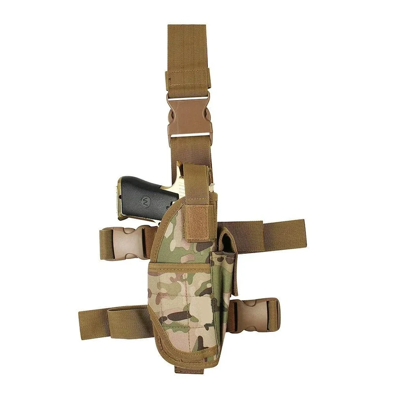Gexgune Taktisch Beinholster für Pistolen Taktische Oberschenkel Rig Gun Holster mit Magazinbeutel Einstellbare Rechtshänder (CP)