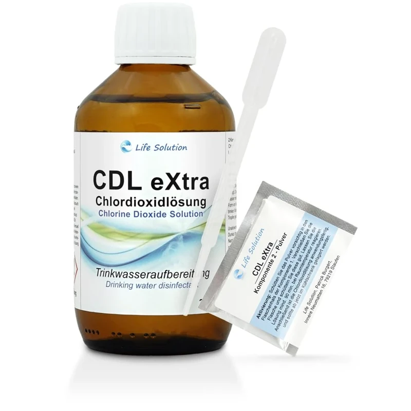Life Solution - CDL eXtra - Chlordioxid Lösung 0,3% - CDs - extra Lange Haltbarkeit (3-4 Jahre) - Trinkwasserdesinfektion - Wasseraufbereitung - 250 ml