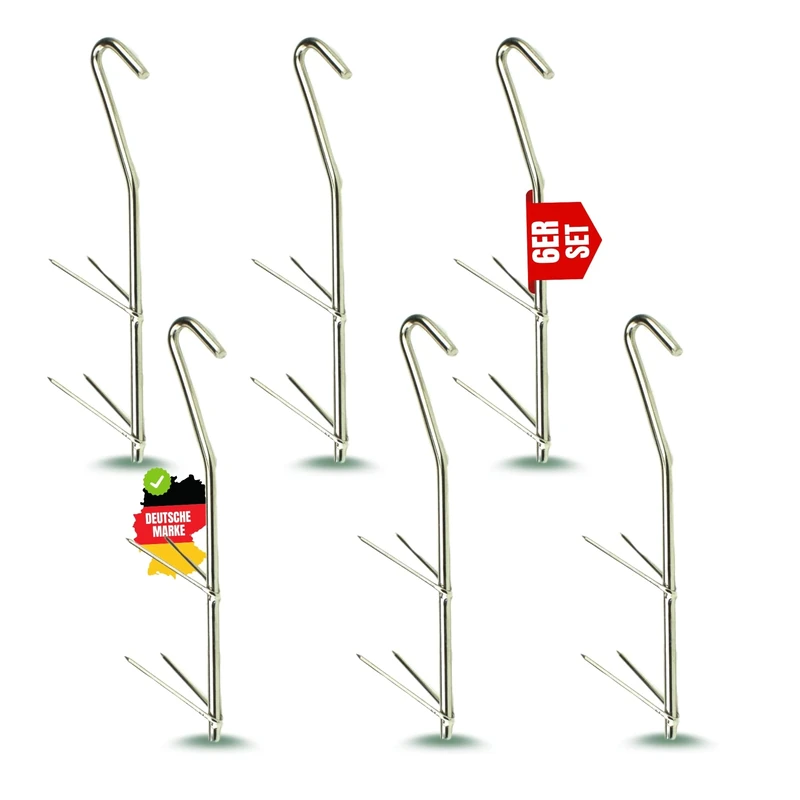 Zite Fishing Räucherhaken-Fisch Set V-Form [6,12,18 Stück im Set] auch Fleisch, Käse & Mehr räuchern Fisch-Räucherhaken-Edelstahl Räucherzubehör Fischhaken zum Räuchern