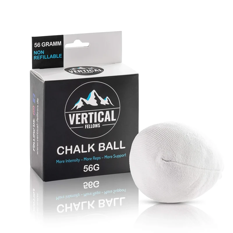 VERTICAL FELLOWS Chalk Ball 60 Gramm Kreideball Magnesiaball - DERMATEST sehr gut - idealer Kreide & Magnesia Chalkball für Klettern Bouldern Turnen Gewichtheben Cross Fit