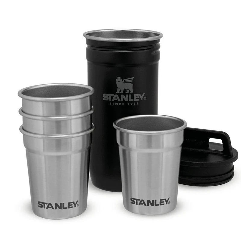 Stanley Adventure Nesting Schnapsgläser Set 59 ml - Shotgläser aus Edelstahl - BPA-Frei - Stapelbar und Platzsparend zu Verstauen - Spülmaschinenfest - Matte Black