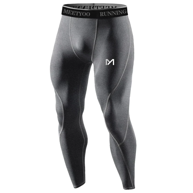 MEETYOO Herren Kompressionshose Sport Leggings, Grau 2, XL EU