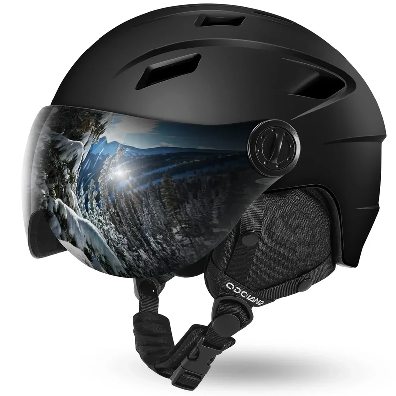 Odoland Erwachsene Skihelm Skihelm mit Visier, Leichter Race-Helm mit Helmvisier für Männer und Frauen, Snowboardhelm