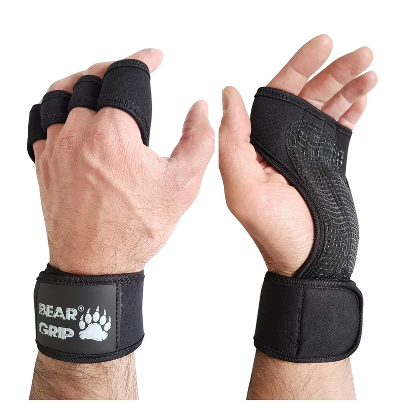 BEAR GRIP - Offene Trainingshandschuhe für Crossfit, Bodybuilding, Kallisthenik, Powerliftin (M)