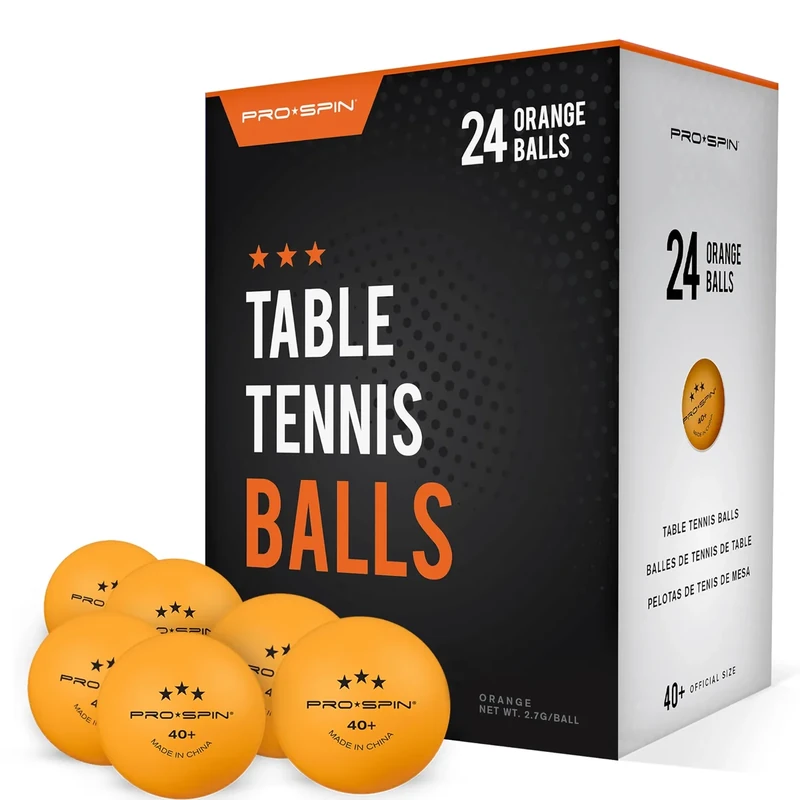 PRO-SPIN Tischtennisbälle -Orange Tischtennisbällen 3 Sterne 40+ (24er-Pack) | Hochwertige ABS-Trainingsbälle | Extrem Robust für Innen- und Außen-Tischtennisplatten, Wettbewerb und Spiel