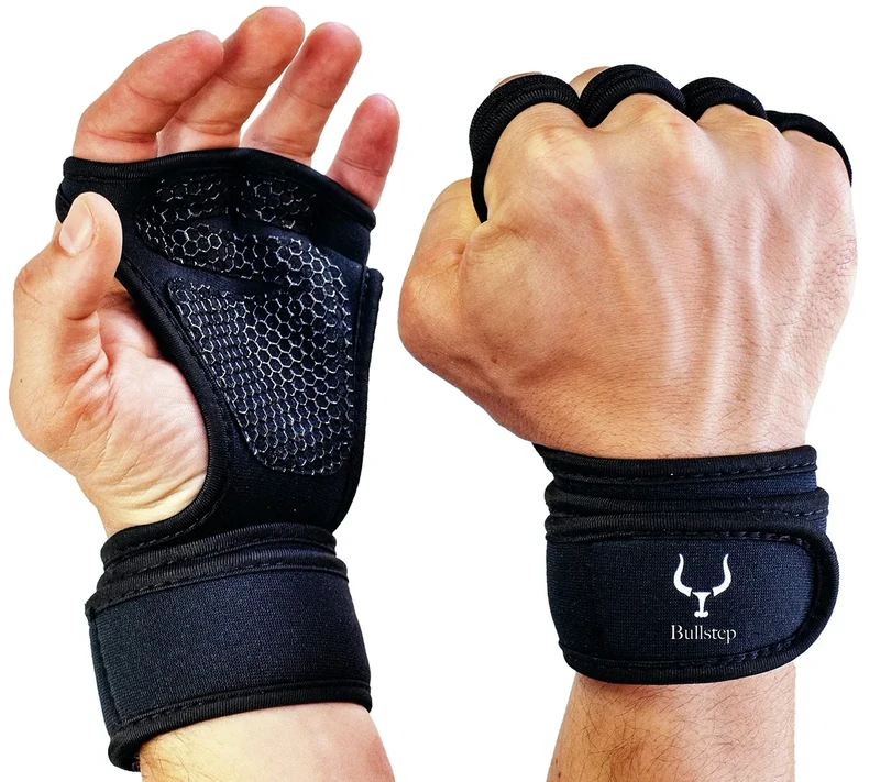 Bullstep® - Fitness Handschuhe Herren Damen mit Handgelenkstütze | Gym Handschuhe Krafttraining | Fitnesshandschuhe Kraftsport | Gym Gloves Grips Für Klimmzug Bodybuilding Gewichtheber