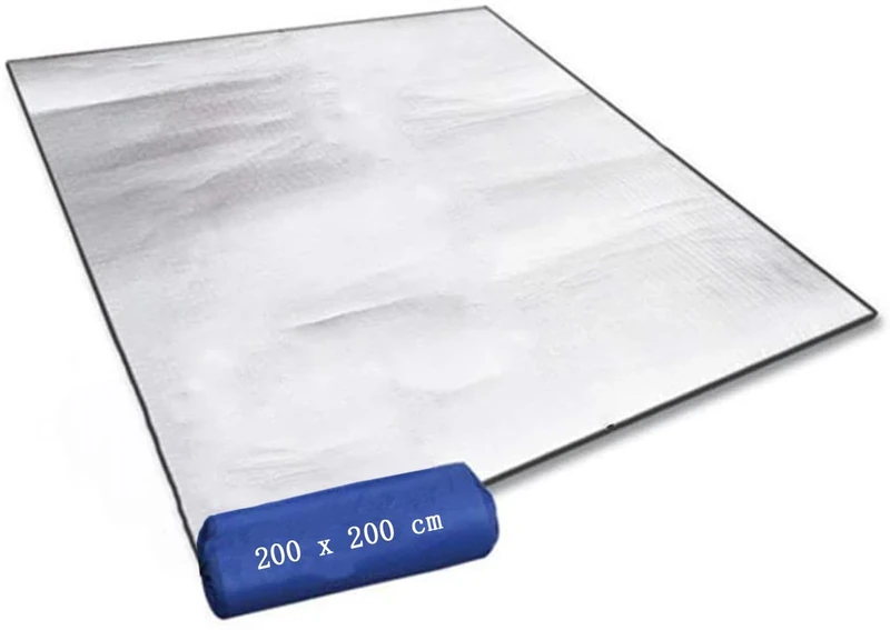 Aehma Alu Isomatte Schaummatten 200x200 cm Isoliermatte Isolierdecke Faltbare Zeltmatte Bodenmatte Thermomatte Schlafmatte für Camping Matte aus Aluminiumfolie, Ultraleicht Silber