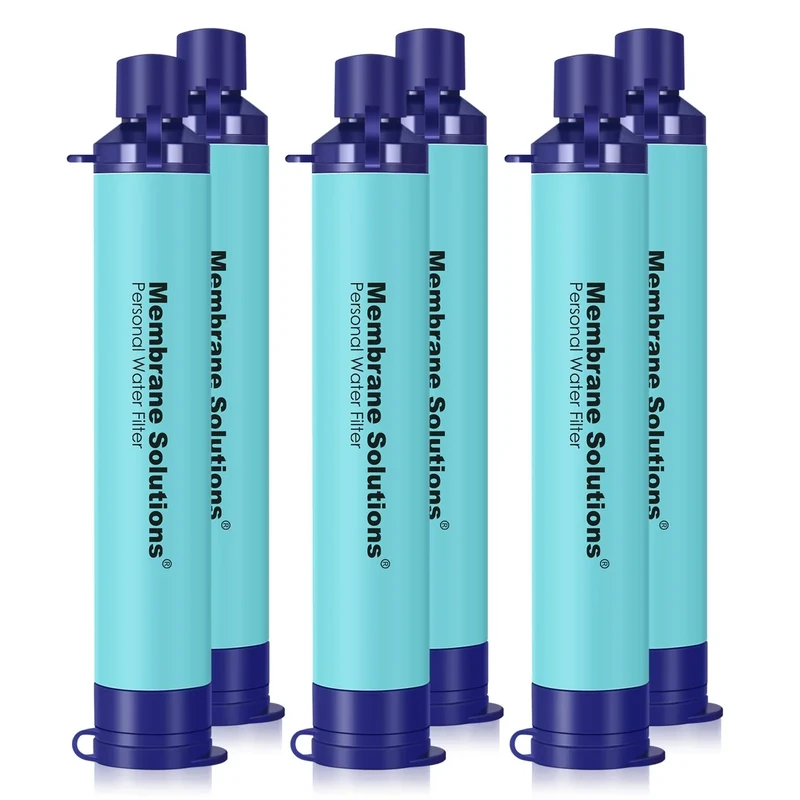 Membrane Solutions Wasserfilter Outdoor Camping, Trinkwasserfilter für 5000 Liter gefiltertes Wasser, Filtergenauigkeit bis zu 0,1 Mikron, Entfernt 99,9999% E.Coli, BPA-frei, 6 Pack