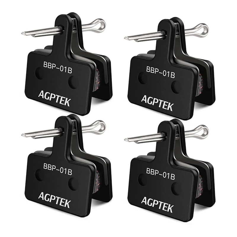 AGPTEK 4X Bremsbeläge Fahrrad, Scheibenbremsbeläge, High Performance Bremsbeläge Disc Brake Pads & Spring (Resin) für Mountainbike Scheibenbremse I Bike Beläge I Bremsbelag (4 Stück), Schwarz - Image 1