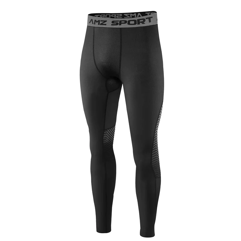 AMZSPORT Herren Kompressionshose Schnelltrocknende Laufhose Sporthose Trainingshose - Schwarz XXL