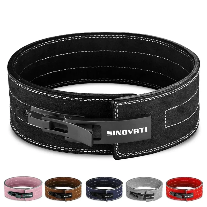 Premium Gewichthebergürtel KDK Gürtel aus Echtleder mit Schnalle, Weightlifting Lever Belt für Fitness Powerlifting Krafttraining Bodybuilding, mit 8.5cm / 10cm Höhe, Frauen und Männer (Schwarz, S)