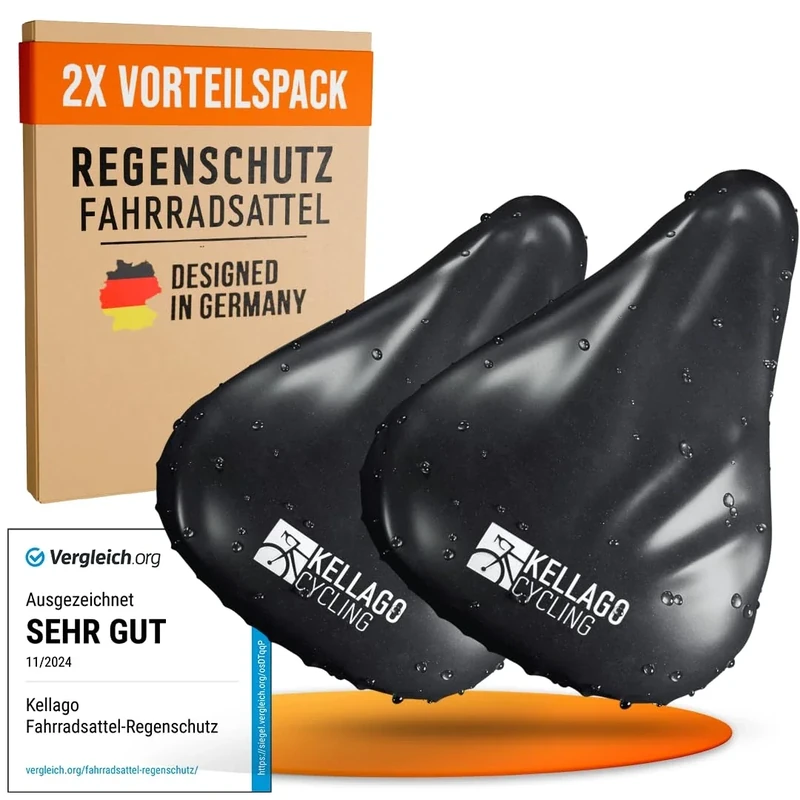 Kellago 2X Sattelschutz wasserdicht Fahrrad [ 2er Pack ] der einzige Fahrradsattel Überzug mit doppelt versiegelten Nähten - Fahrradsattel Regenschutz - Fahrrad Sattelbezug - Sattelschutz
