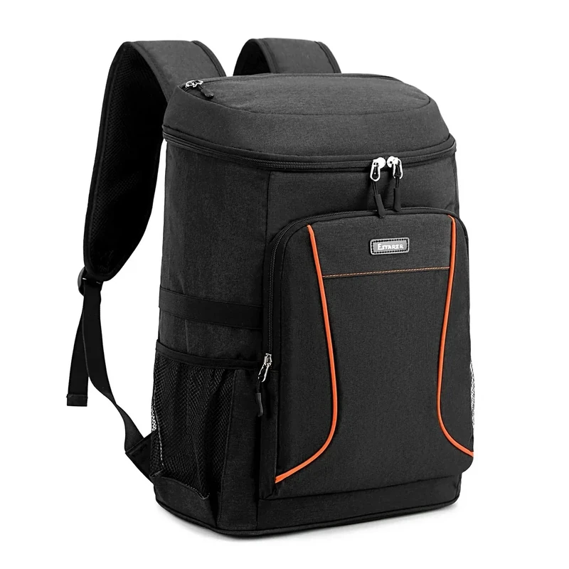 Estarer Kühlrucksack 35L Kühltasche Picknickrucksack Wasserdichter Rucksack zum Kühl mit Flaschenöffner beim Camping, Wandern und Strand, Schwarz