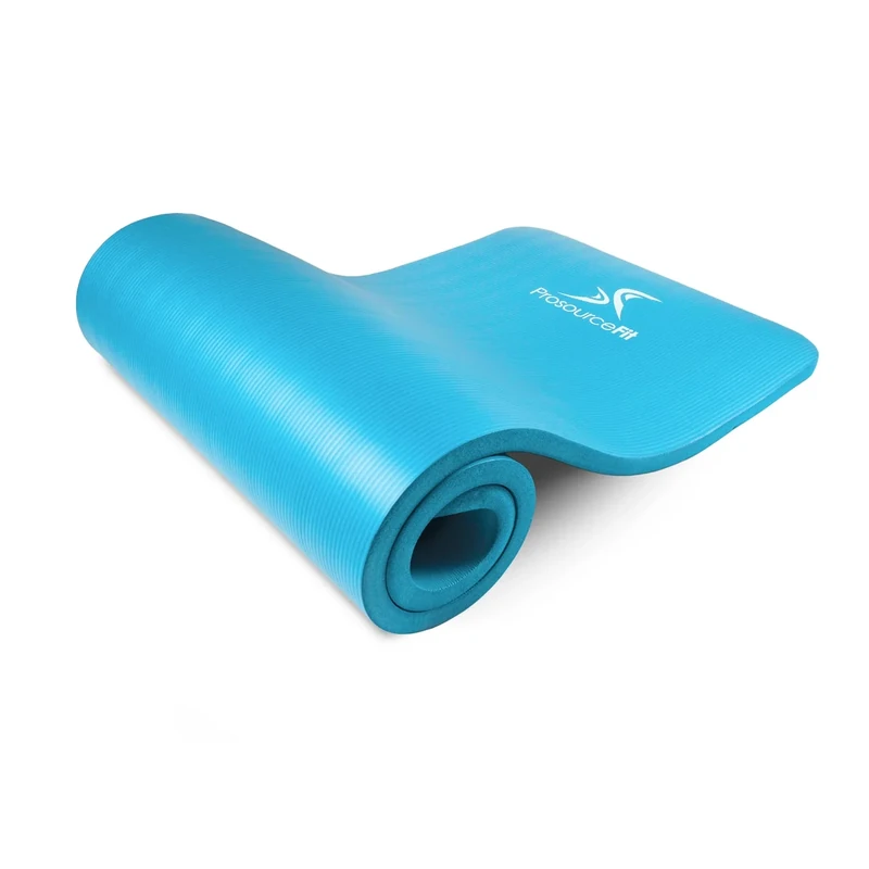 ProsourceFit Extra Thick Yoga and Pilates Mat 1" (25mm) 71-inch Long High Density Exercise Mat with Comfort Foam and Carrying Strap, Aqua