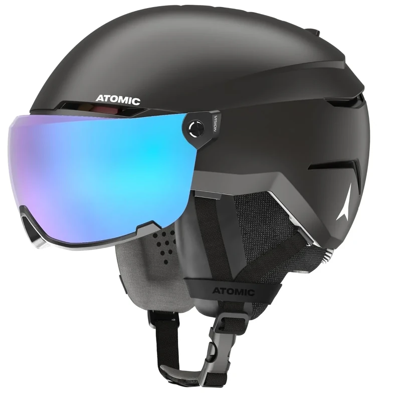 ATOMIC SAVOR VISOR STEREO Skihelm mit Visier - Schwarz - Größe M - Maximale Stoßdämpfung - Active Aircon Belüftungssystem - Hochwertige Verspiegelung für klare Sicht