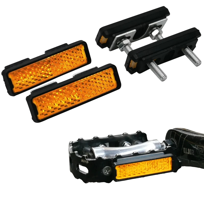 LOEVELOSI Pedalreflektor 4er Set Extra Verstärkt mit StVZO Reflektoren für Pedale Orange mit Muttern und Schrauben für Fahrradpedale Pedal-Reflektor Pedalreflektoren Rückstrahler Rad Reflektoren