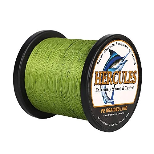 HERCULES Geflochtene Angelschnur 4fach 1000M Dm: 0,37mm Armeegrün (Army Green) 50LB (22,7KG) Tragkraft