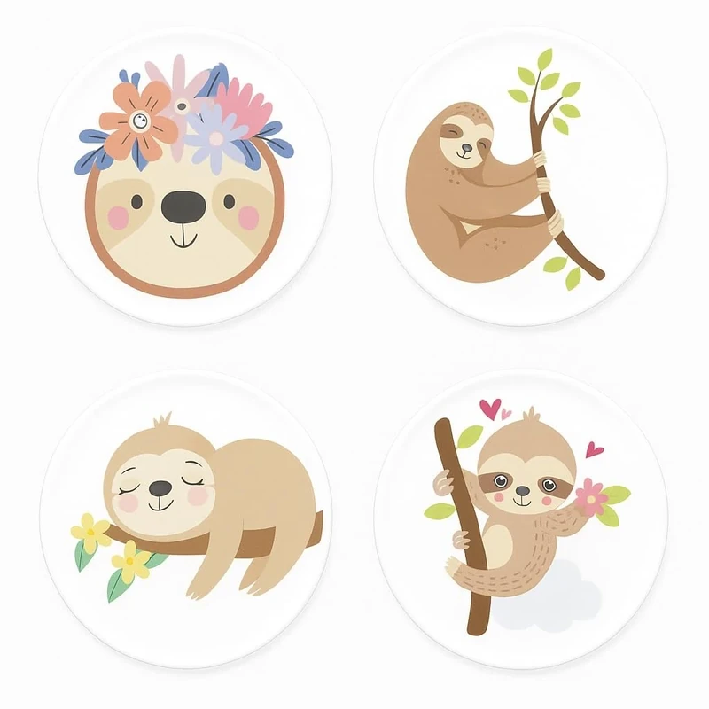 MC-Trend Handwärmer Faultier 4er Set – Wiederverwendbare Taschenwärmer für unterwegs – Niedliches Faultier-Design, perfekte Begleiter für kalte Tage