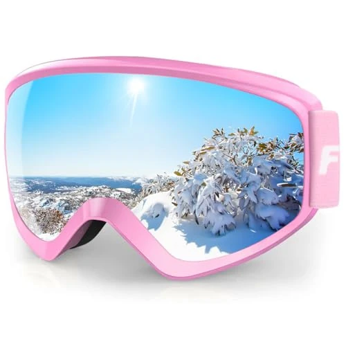 Findway Skibrille, Kinder-Schneebrille, für Kinder, OTG Weitsicht, Baseball-Gesichtslinse, abnehmbar, winddicht, schneefest, Anti-Beschlag, UV-Schutz, Kinder-Sportbrille, leicht und stoßfest, geeignet