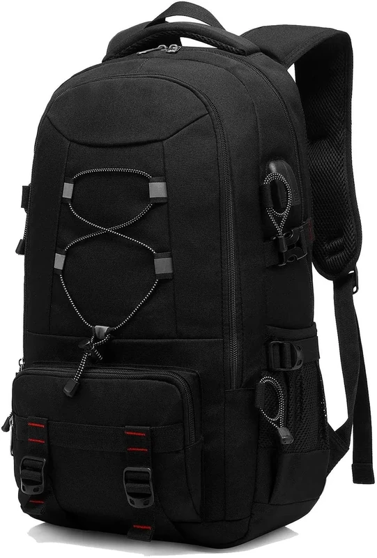 Besttravel Reiserucksack, 45 l, wasserdicht, große Kapazität, für Laptop 43,9 cm (17,3 Zoll), Trekking, Herren, Damen, für Sport im Freien, Camping – Schwarz