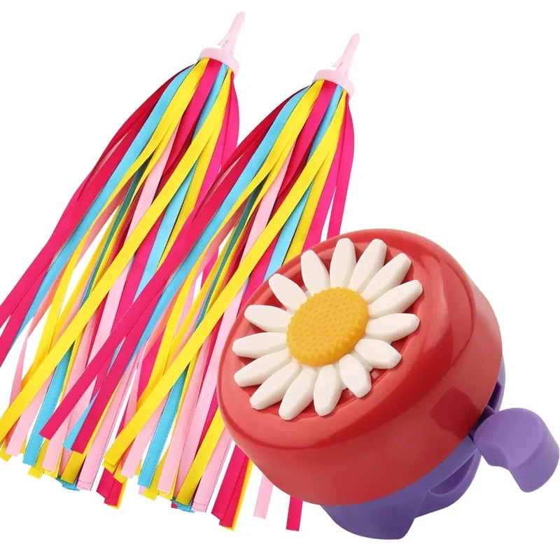 Paliston Kinder Fahrradklingel Blumen Fahrradklingel für Mädchen Fahrradlenker Streamer
