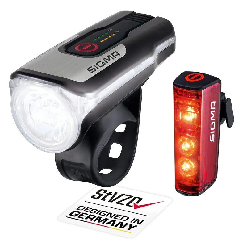 Sigma LED Fahrradlicht Set Aura 80 und Blaze | StVZO zugelassenes, akkubetriebenes Vorderlicht und Rücklicht mit Bremsfunktion | wetterfestes, wiederaufladbares Beleuchtungsset - Image 1