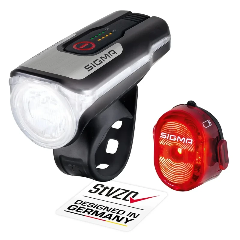 Sigma LED Fahrradlicht Set Aura 80 & Nugget II | StVZO zugelassenes, akkubetriebenes Vorderlicht und Rücklicht | spritzwassergeschütztes & wiederaufladbares Beleuchtungsset - Image 1