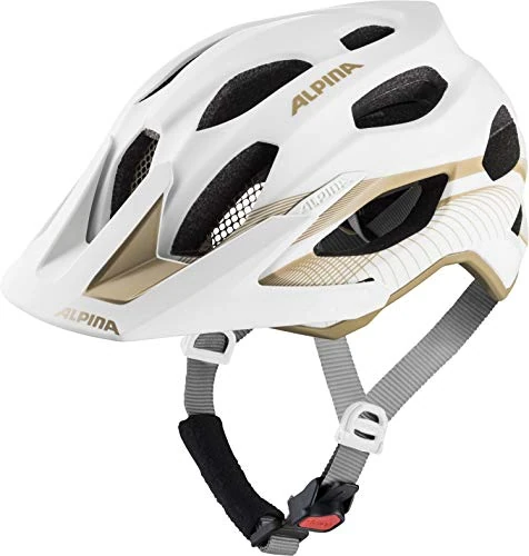Alpina Carapax 2.0 - Leichter, Stabiler & Komfortabler Fahrradhelm Mit Fliegennetz & Antibakteriellen Polstern Für Erwachsene, White-Prosecco, 52-57 cm