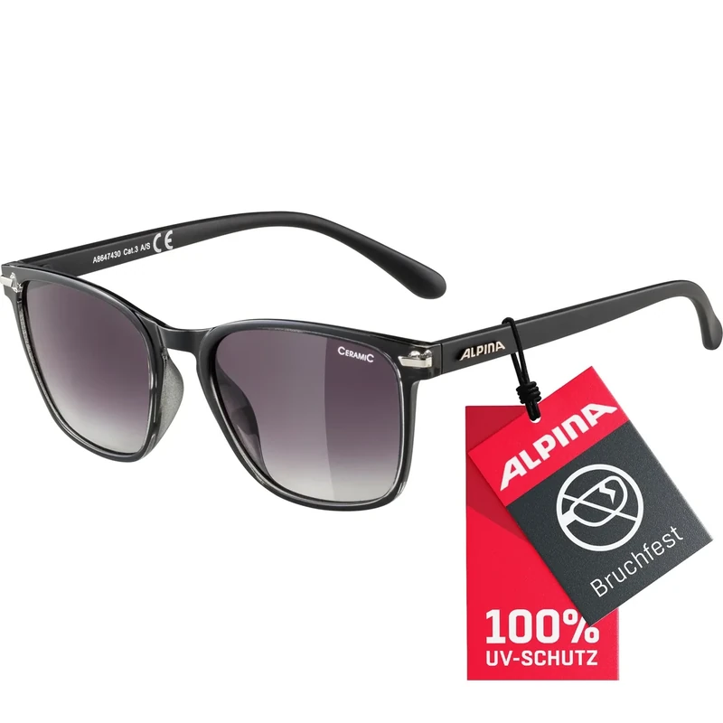 ALPINA YEFE - Verzerrungsfreie und Bruchsichere Sonnenbrille Mit 100% UV-Schutz Für Erwachsene, black matt, One Size