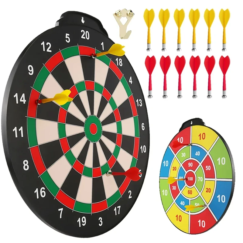 Esjay 45,7 cm Magnetisches Dartscheibenset, sicheres Dartspiel für Kinder ab 8 Jahren, Junge Spielzeug Geschenk für drinnen und draußen mit 12 Darts, doppelseitige Dartscheibe