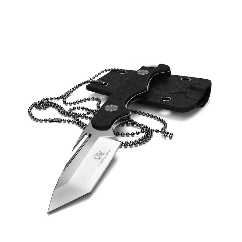 ODENWOLF ACUS Neck Knife Messer - inklusive Kydex Scheide und Kugel Halskette zum umhängen - Mini Tactical Survival Outdoor Messer für verstecktes tragen (Acus - Schwarz)