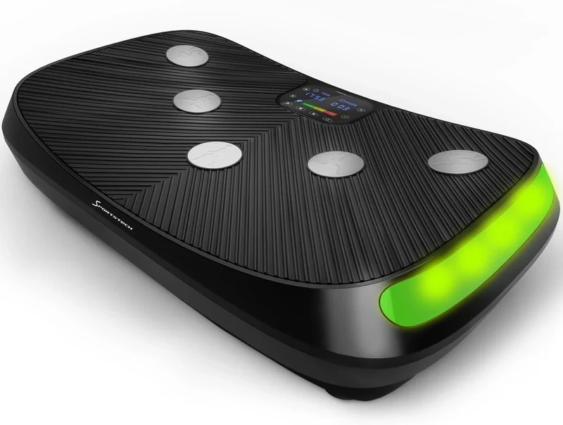 Sportstech 4D Vibrationsplatte für Zuhause, VP400 und sVibe, Deutsche Qualitätsmarke, Smart LED, Trainingsbänder und Ropes (VP400_blau)