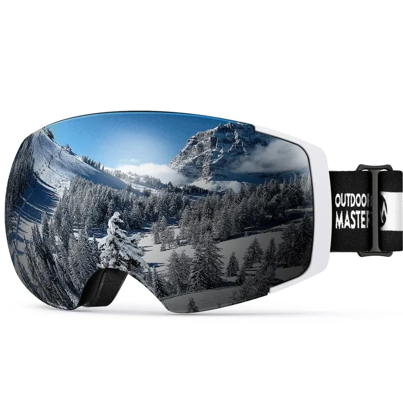 OutdoorMaster Unisex Skibrille PRO Damen Herren mit wechselgläsern, 100% UV-Schutz Schneebrille Skibrille für brillenträger, Anti-Nebel Snowboard Brille Ski Goggles für Jungen und Mädchen