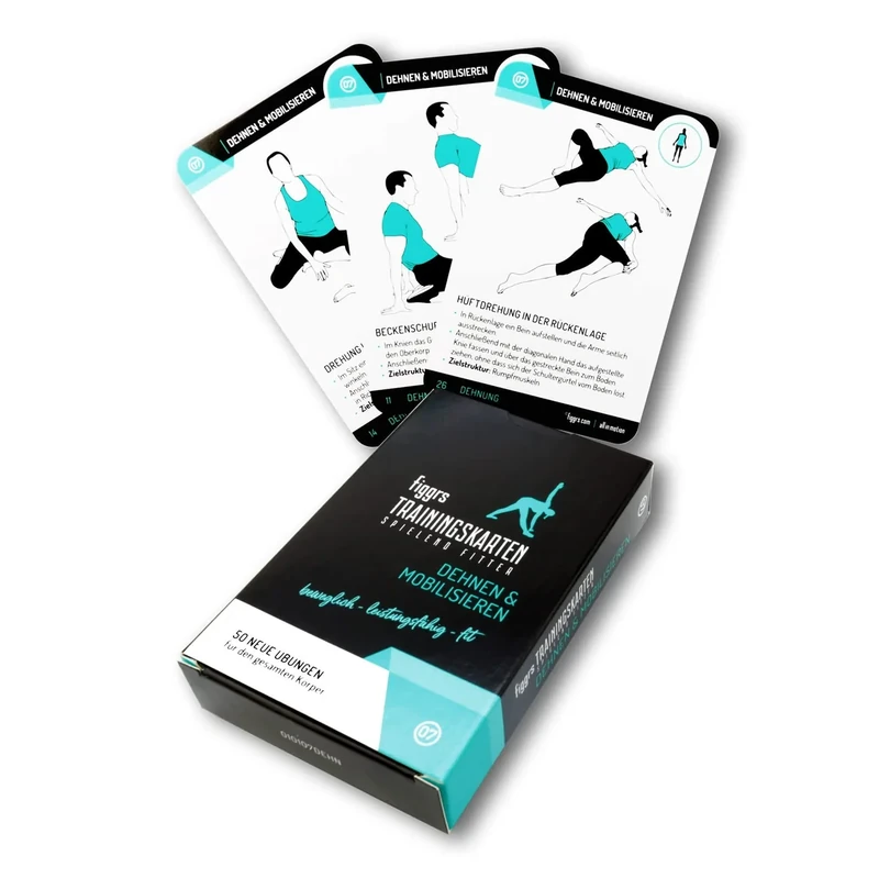 figgrs® Dehnen & Mobilisieren - 57 Trainingskarten mit 50 Fitnessübungen I mehr Beweglichkeit, Stretching ohne Gerät I Dehnübungen zuhause & überall I Von Anfänger bis Profi